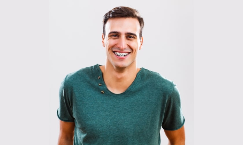 Braces worn by a man