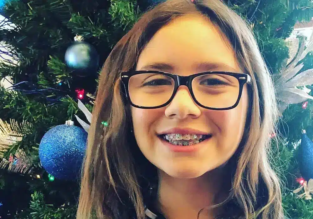 A girl wearing a braces