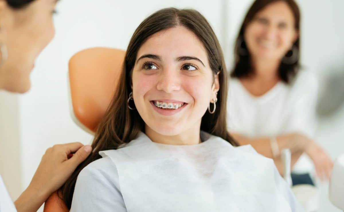 A girl wearing a braces